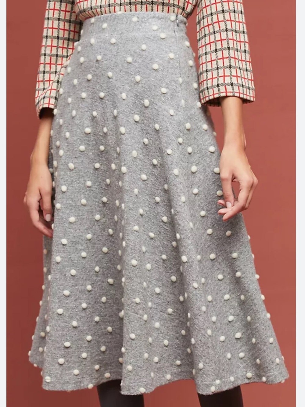 Anthropologie Maeve Polka Dot Flare Skirt  S